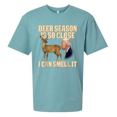 Funny Joe Biden Deer Season Is So Close I Can Smell It Sueded Cloud Jersey T-Shirt