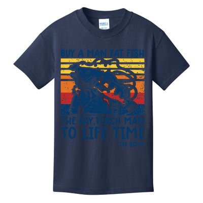 Funny Joe Biden Quote Buy A Man Eat Fish Fishing Kids T-Shirt