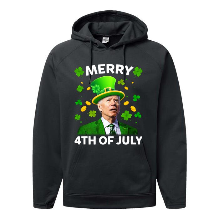 Funny Joe Biden St Patricks Day Merry 4th Of July Performance Fleece Hoodie