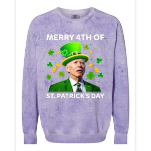 Funny Joe Biden St Patricks Day Merry 4th Of St Patrick's Day Colorblast Crewneck Sweatshirt