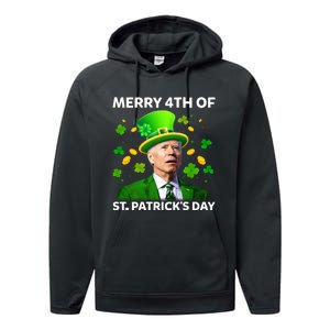 Funny Joe Biden St Patricks Day Merry 4th Of St Patrick's Day Performance Fleece Hoodie