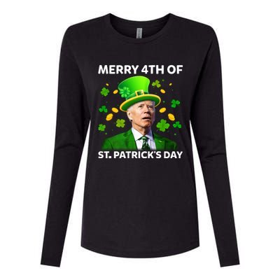 Funny Joe Biden St Patricks Day Merry 4th Of St Patrick's Day Womens Cotton Relaxed Long Sleeve T-Shirt