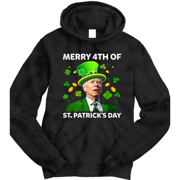 Funny Joe Biden St Patricks Day Merry 4th Of St Patrick's Day Tie Dye Hoodie