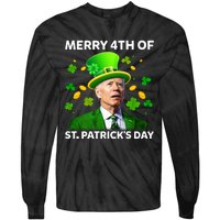 Funny Joe Biden St Patricks Day Merry 4th Of St Patrick's Day Tie-Dye Long Sleeve Shirt