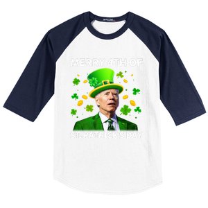 Funny Joe Biden St Patricks Day Merry 4th Of St Patrick's Day Baseball Sleeve Shirt