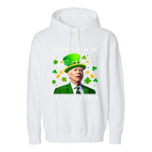 Funny Joe Biden St Patricks Day Merry 4th Of St Patrick's Day Garment-Dyed Fleece Hoodie