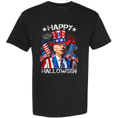 Funny Joe Biden 4th Of July Happy Halloween Firework Garment-Dyed Heavyweight T-Shirt