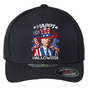 Funny Joe Biden 4th Of July Happy Halloween Firework Flexfit Unipanel Trucker Cap