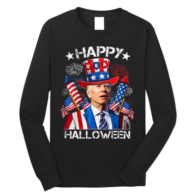 Funny Joe Biden 4th Of July Happy Halloween Firework Long Sleeve Shirt