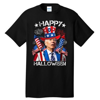 Funny Joe Biden 4th Of July Happy Halloween Firework Tall T-Shirt