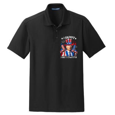 Funny Joe Biden 4th Of July Happy Halloween Firework Dry Zone Grid Polo