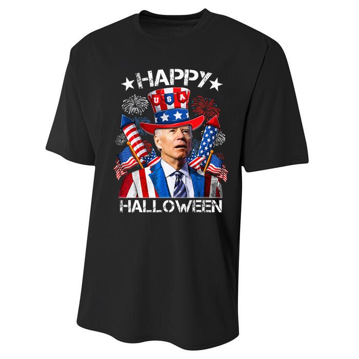 Funny Joe Biden 4th Of July Happy Halloween Firework Performance Sprint T-Shirt