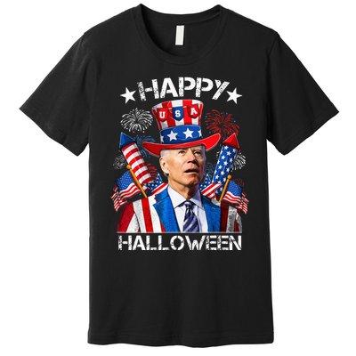 Funny Joe Biden 4th Of July Happy Halloween Firework Premium T-Shirt