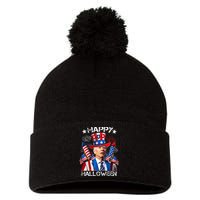 Funny Joe Biden 4th Of July Happy Halloween Firework Pom Pom 12in Knit Beanie