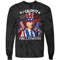 Funny Joe Biden 4th Of July Happy Halloween Firework Tie-Dye Long Sleeve Shirt