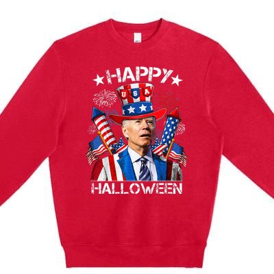 Funny Joe Biden 4th Of July Happy Halloween Firework Premium Crewneck Sweatshirt