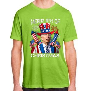 Funny Joe Biden Merry 4th Of Christmas 4th Of July Firework Adult ChromaSoft Performance T-Shirt