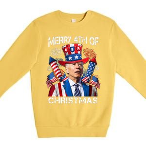 Funny Joe Biden Merry 4th Of Christmas 4th Of July Firework Premium Crewneck Sweatshirt