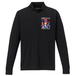 Funny Joe Biden Merry 4th Of Christmas 4th Of July Firework Performance Long Sleeve Polo