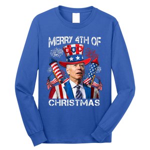 Funny Joe Biden Merry 4th Of Christmas 4th Of July Firework Long Sleeve Shirt