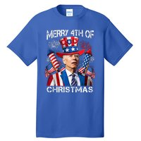 Funny Joe Biden Merry 4th Of Christmas 4th Of July Firework Tall T-Shirt