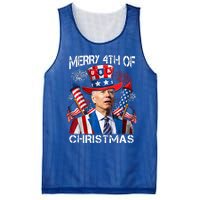 Funny Joe Biden Merry 4th Of Christmas 4th Of July Firework Mesh Reversible Basketball Jersey Tank