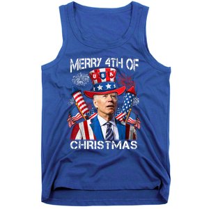 Funny Joe Biden Merry 4th Of Christmas 4th Of July Firework Tank Top