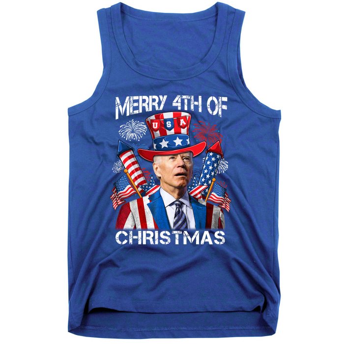 Funny Joe Biden Merry 4th Of Christmas 4th Of July Firework Tank Top