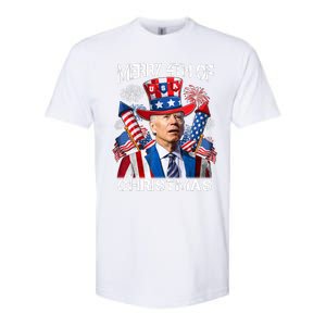 Funny Joe Biden Merry 4th Of Christmas 4th Of July Firework Softstyle CVC T-Shirt