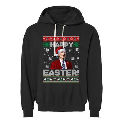 Funny Joe Biden Happy Easter Ugly Christmas Sweater Garment-Dyed Fleece Hoodie