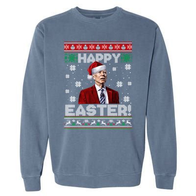 Funny Joe Biden Happy Easter Ugly Christmas Sweater Garment-Dyed Sweatshirt