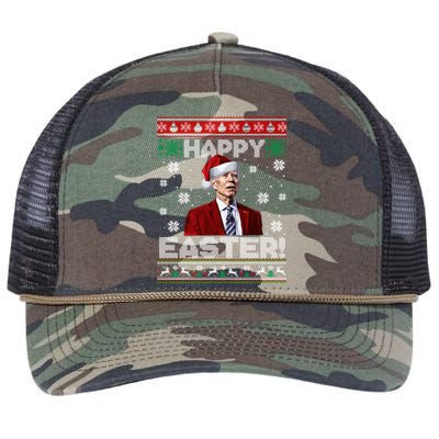 Funny Joe Biden Happy Easter Ugly Christmas Sweater Retro Rope Trucker Hat Cap