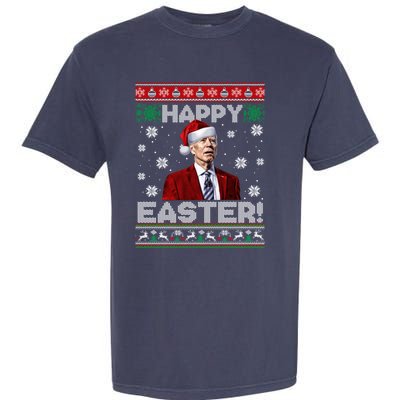 Funny Joe Biden Happy Easter Ugly Christmas Sweater Garment-Dyed Heavyweight T-Shirt