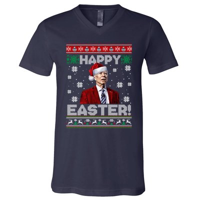 Funny Joe Biden Happy Easter Ugly Christmas Sweater V-Neck T-Shirt