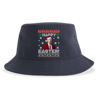 Funny Joe Biden Happy Easter Ugly Christmas Sweater Sustainable Bucket Hat