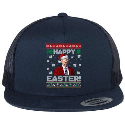 Funny Joe Biden Happy Easter Ugly Christmas Sweater Flat Bill Trucker Hat