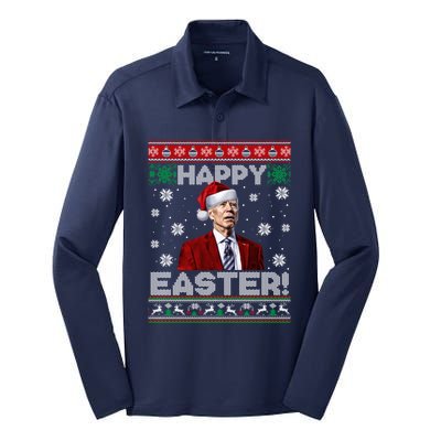 Funny Joe Biden Happy Easter Ugly Christmas Sweater Silk Touch Performance Long Sleeve Polo