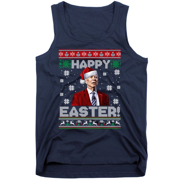 Funny Joe Biden Happy Easter Ugly Christmas Sweater Tank Top