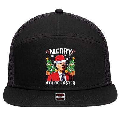 Funny Joe Biden Christmas Santa Hat Merry 4th Of Easter Xmas 7 Panel Mesh Trucker Snapback Hat