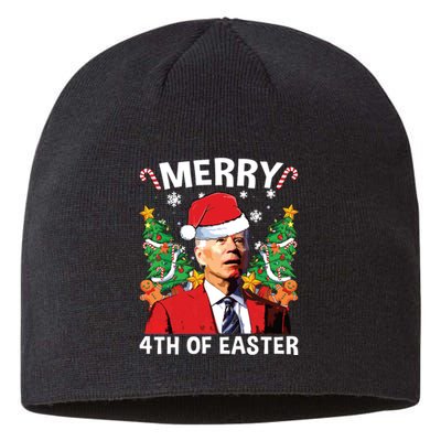 Funny Joe Biden Christmas Santa Hat Merry 4th Of Easter Xmas Sustainable Beanie