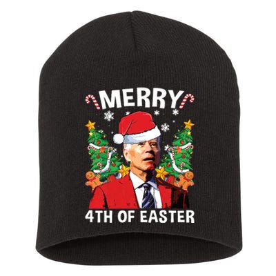 Funny Joe Biden Christmas Santa Hat Merry 4th Of Easter Xmas Short Acrylic Beanie