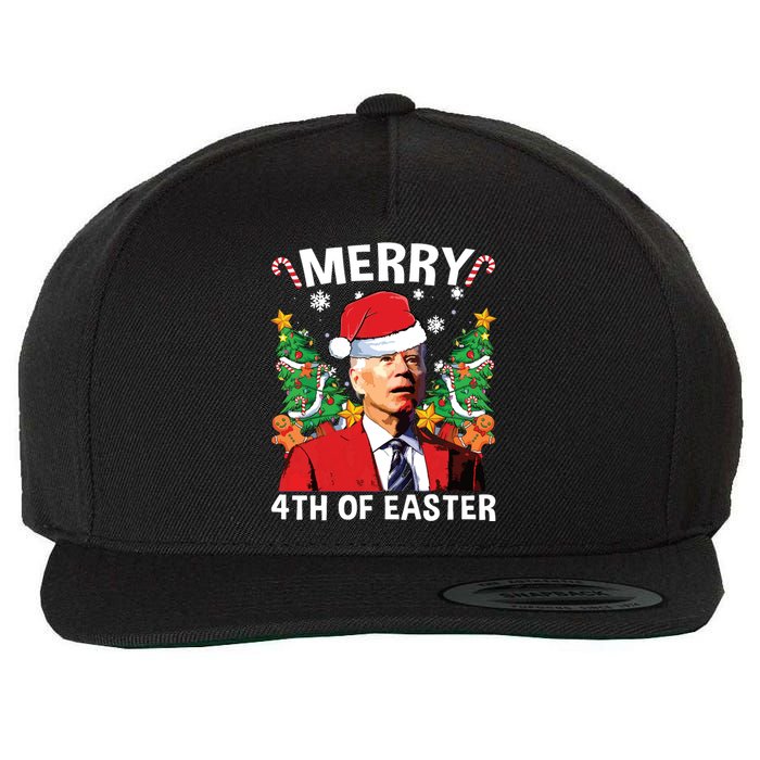 Funny Joe Biden Christmas Santa Hat Merry 4th Of Easter Xmas Wool Snapback Cap