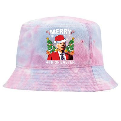 Funny Joe Biden Christmas Santa Hat Merry 4th Of Easter Xmas Tie-Dyed Bucket Hat