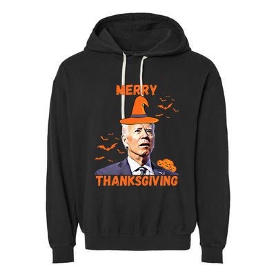 Funny Joe Biden Confused Merry Thanksgiving Happy Halloween Garment-Dyed Fleece Hoodie