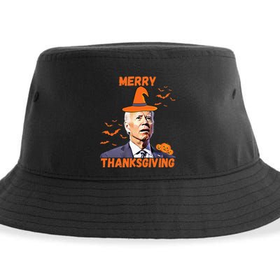 Funny Joe Biden Confused Merry Thanksgiving Happy Halloween Sustainable Bucket Hat