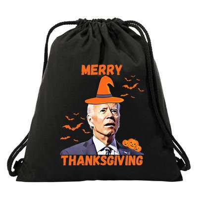 Funny Joe Biden Confused Merry Thanksgiving Happy Halloween Drawstring Bag
