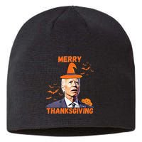 Funny Joe Biden Confused Merry Thanksgiving Happy Halloween Sustainable Beanie