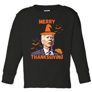 Funny Joe Biden Confused Merry Thanksgiving Happy Halloween Toddler Long Sleeve Shirt