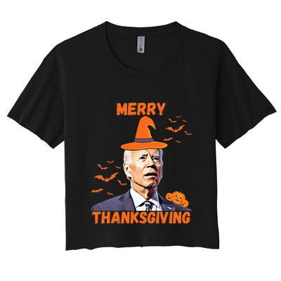 Funny Joe Biden Confused Merry Thanksgiving Happy Halloween Crop Top