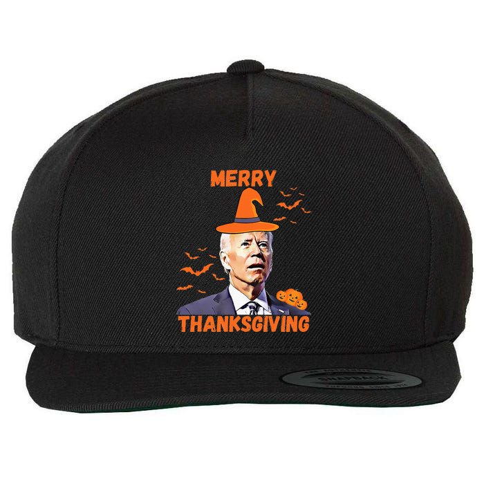 Funny Joe Biden Confused Merry Thanksgiving Happy Halloween Wool Snapback Cap